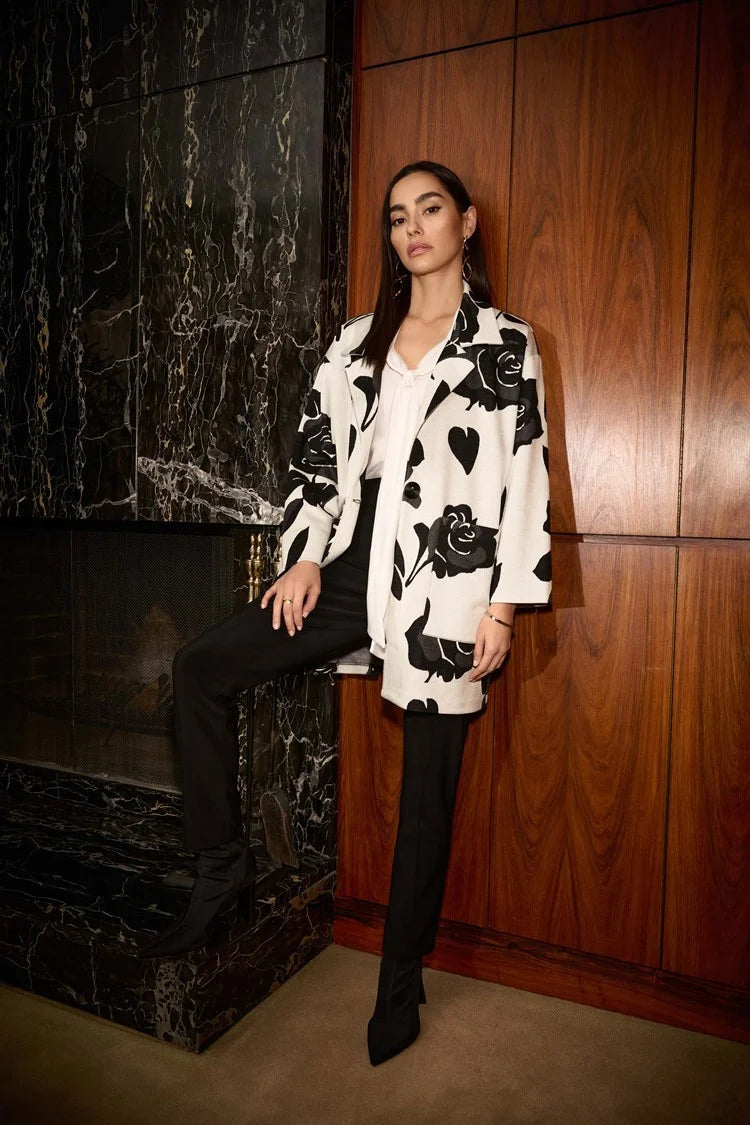 Jacquard Sweater Floral Straight Coat 244099 Joseph Ribkoff