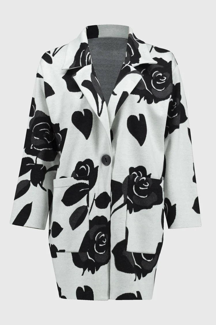 Jacquard Sweater Floral Straight Coat 244099 Joseph Ribkoff