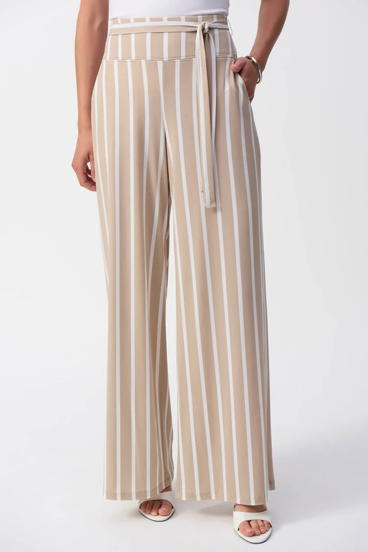 Striped Silky Knit Wide-Leg Pants 241135S25