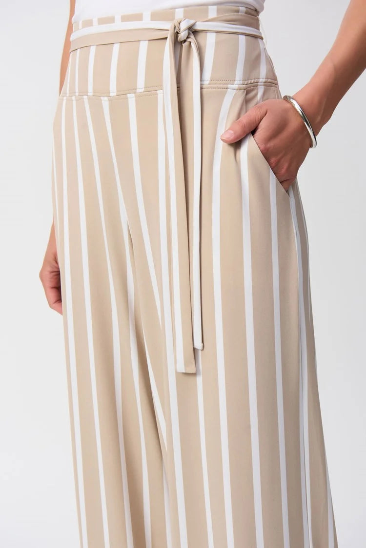 Striped Silky Knit Wide-Leg Pants 241135S25