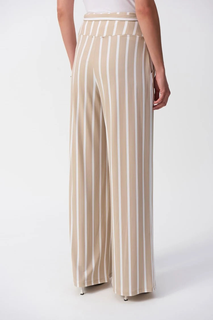 Striped Silky Knit Wide-Leg Pants 241135S25