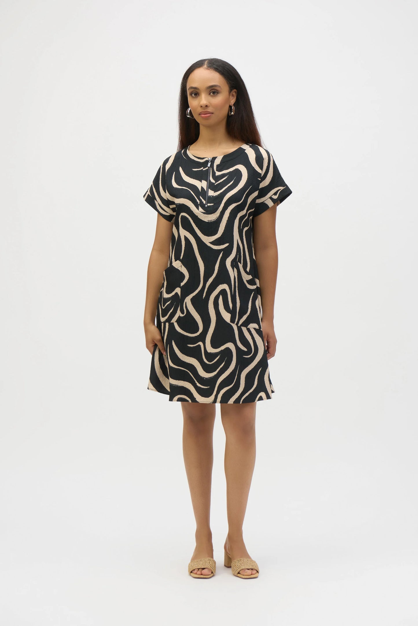 Seersucker Abstract Print A-Line Dress 252205 - Joseph Ribkoff