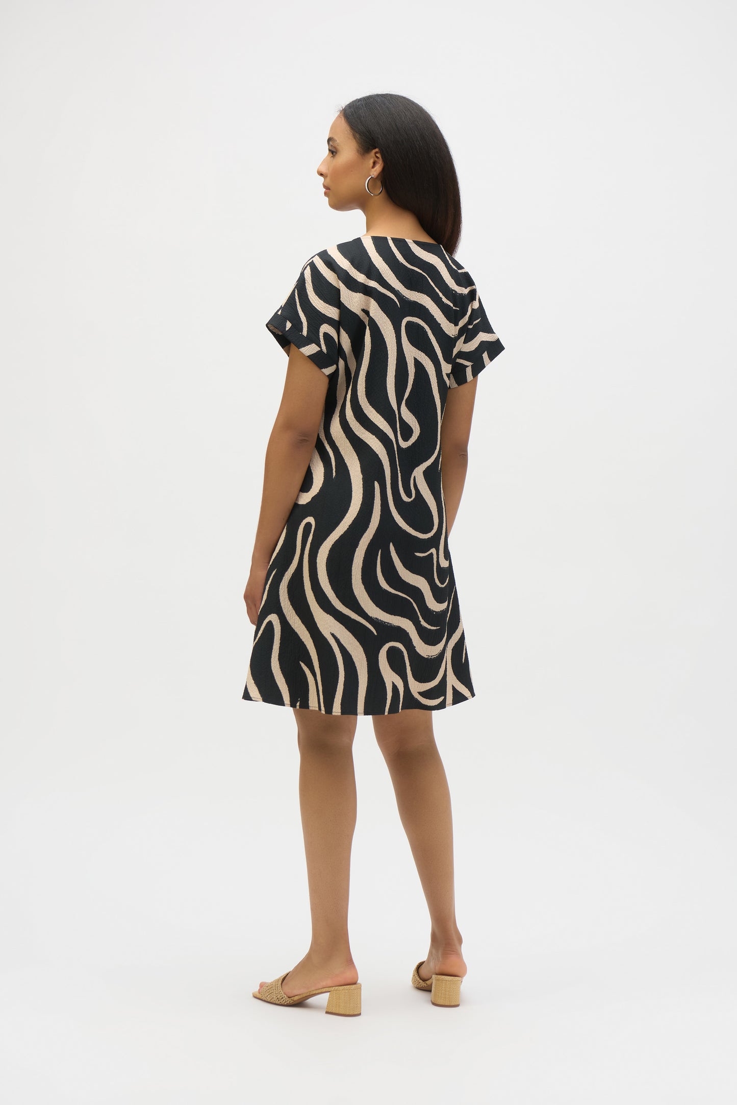 Seersucker Abstract Print A-Line Dress 252205 - Joseph Ribkoff