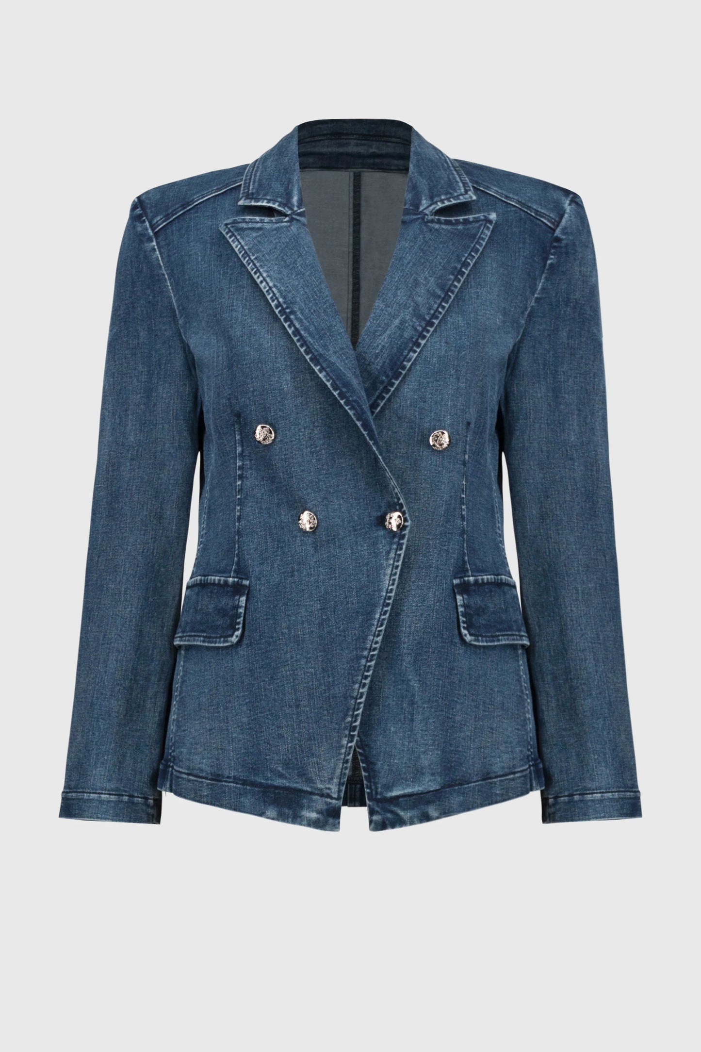 Stretch Denim Double-Breasted Blazer 251962- Joseph Ribkoff