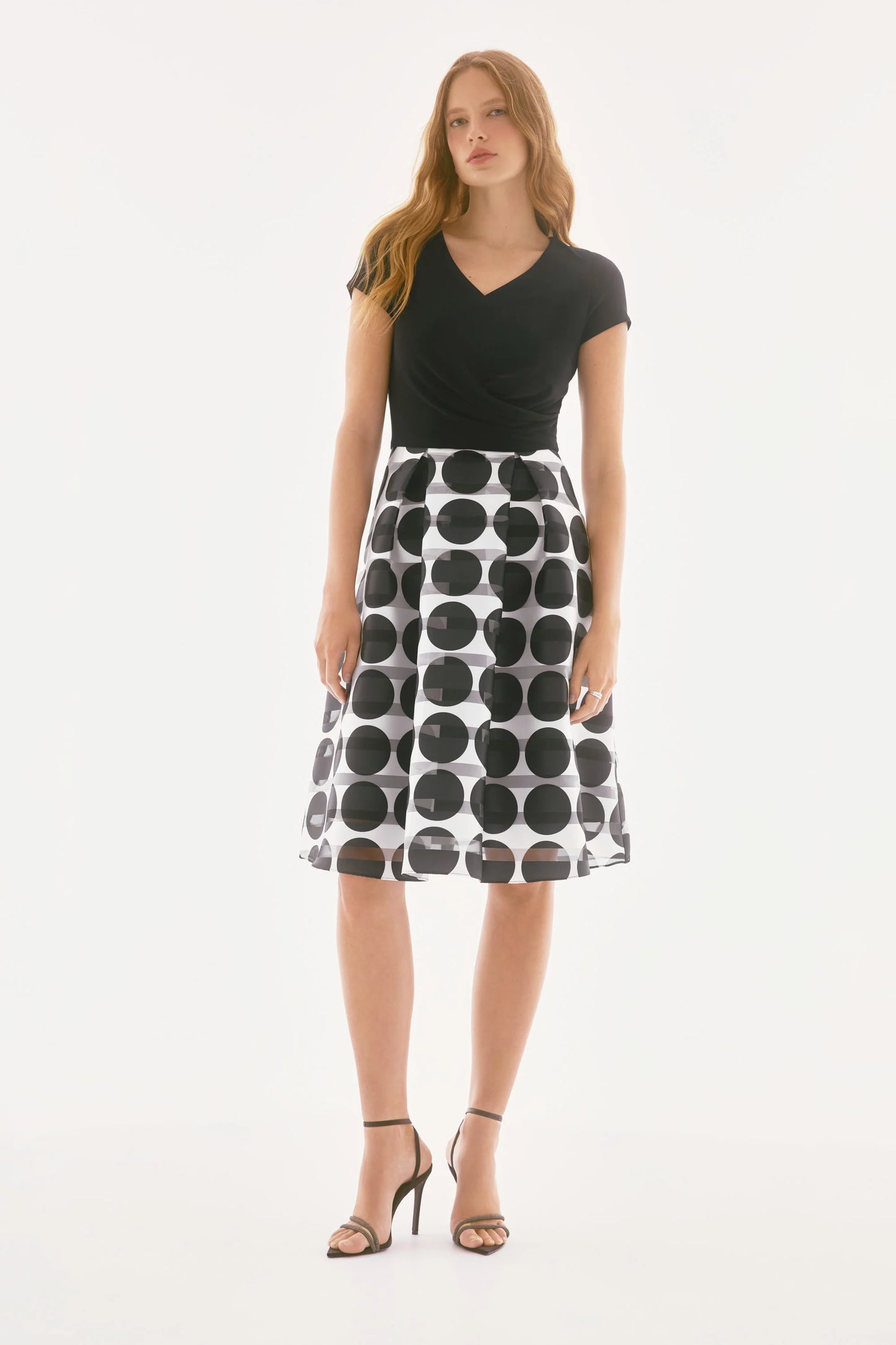 Signature | Silky Knit And Novelty Dot Full Skirt Dress 251754 - Joseph Ribkoff