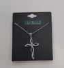 The Trina 12 Necklace by Elise Accessories features a silver figure 8 cross with sparkling cubic zirconia on black "Premium Cubic Zirconia" packaging. Its elegant, intertwined design is perfect for layering with your favorite necklaces.