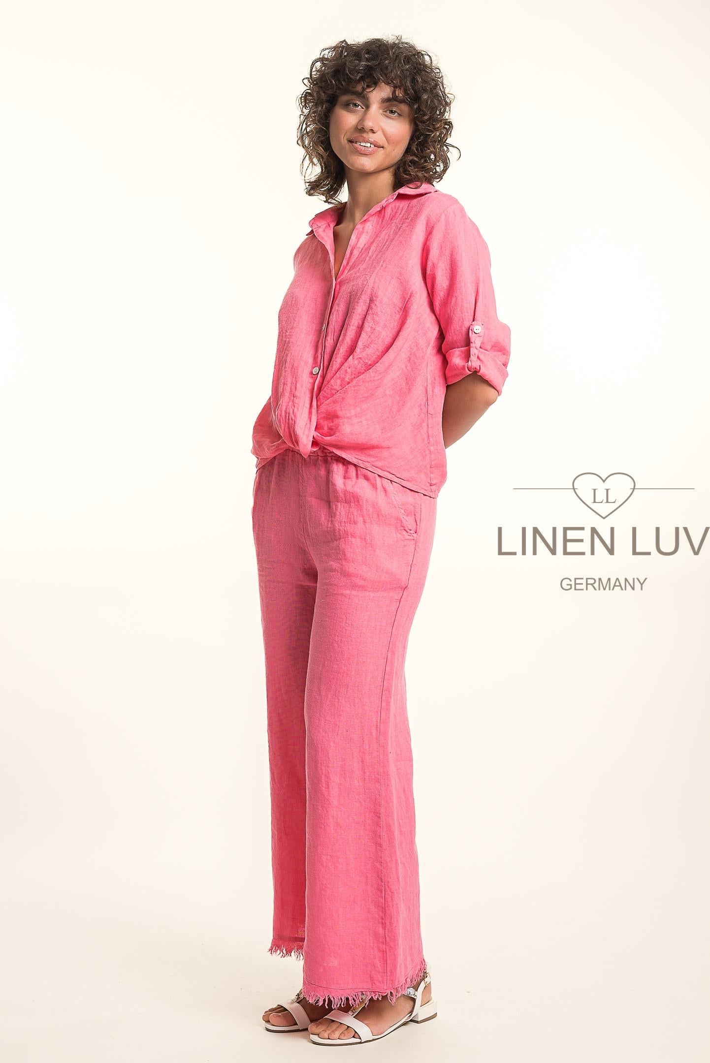 French Linen Shirt TP1699-219 Geranio 44 - Linen Luv