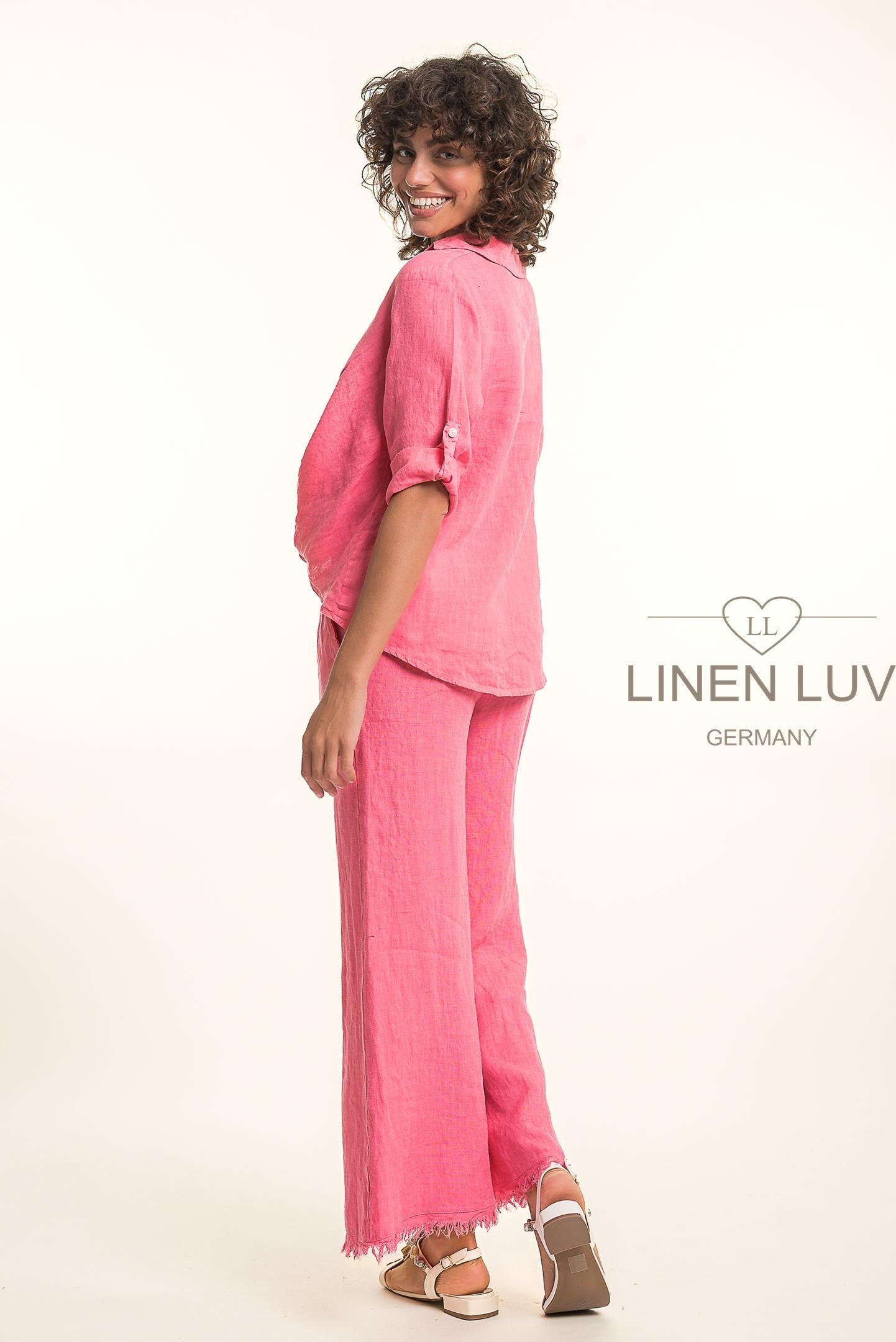 French Linen Shirt TP1699-219 Geranio 44 - Linen Luv