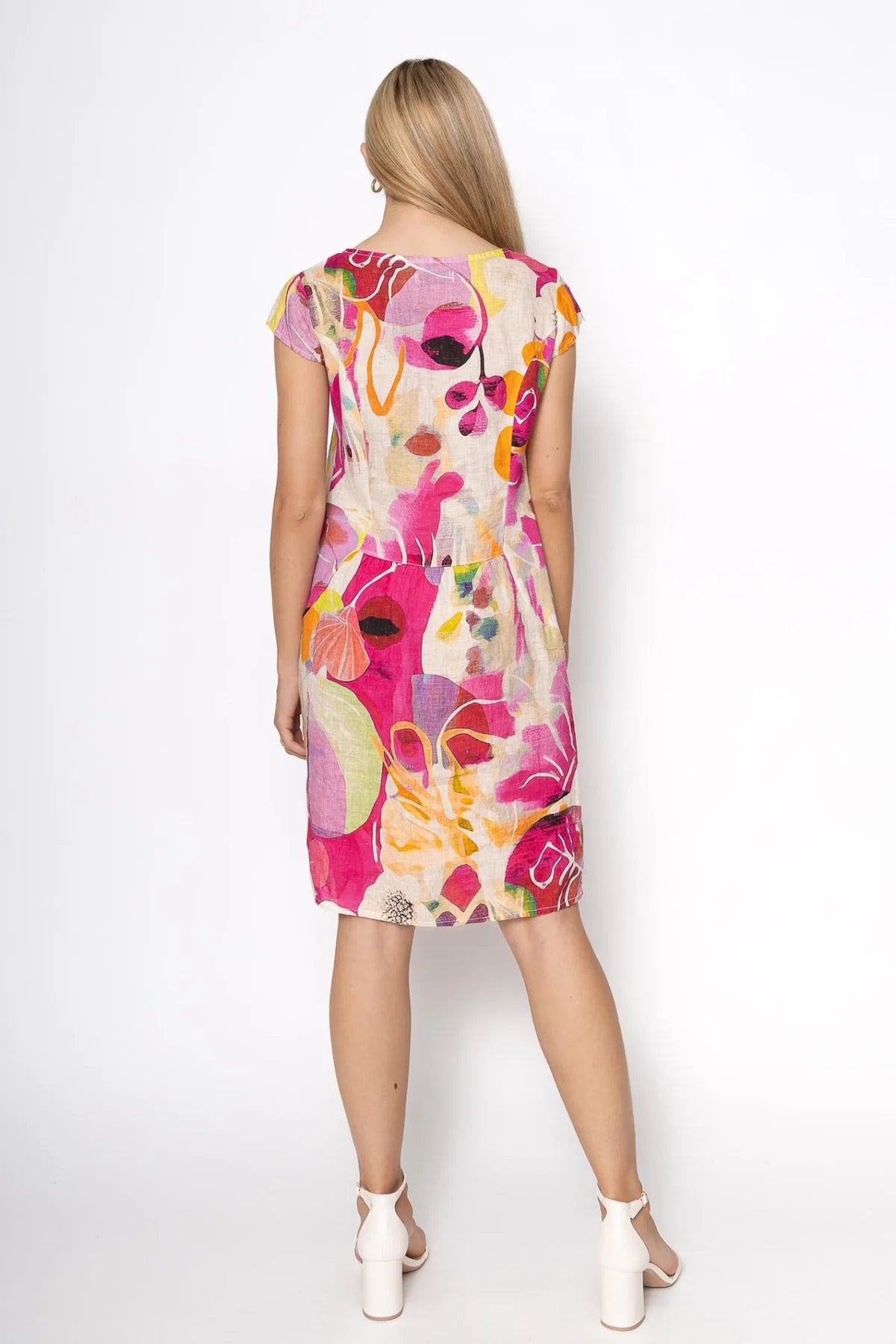 French Linen Dress TP1631-43 Fuxia - Linen Luv