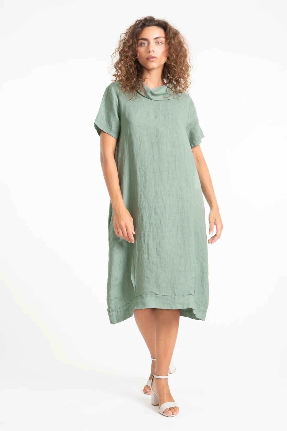 French Linen Dress TP1557-167 Sage - Linen Luv