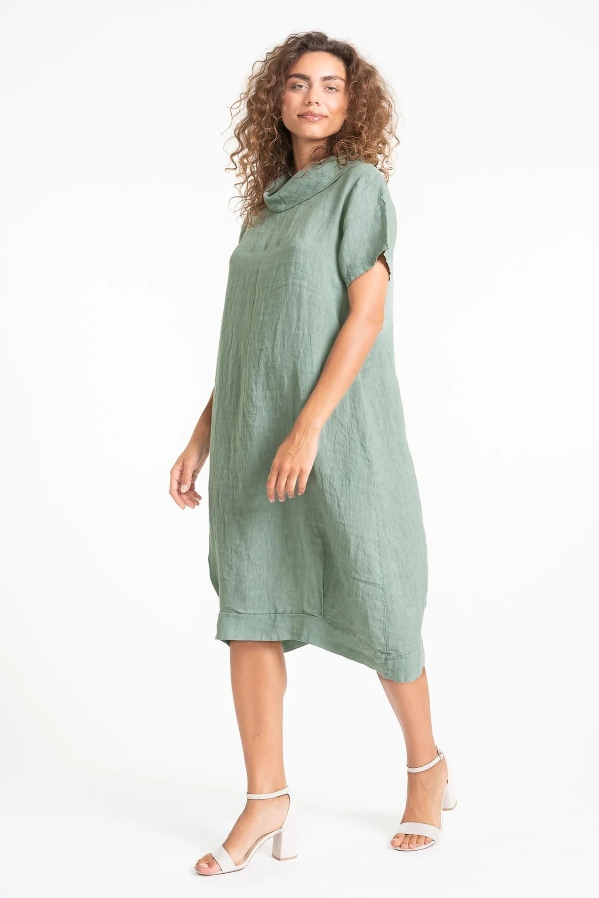 French Linen Dress TP1557-167 Sage - Linen Luv