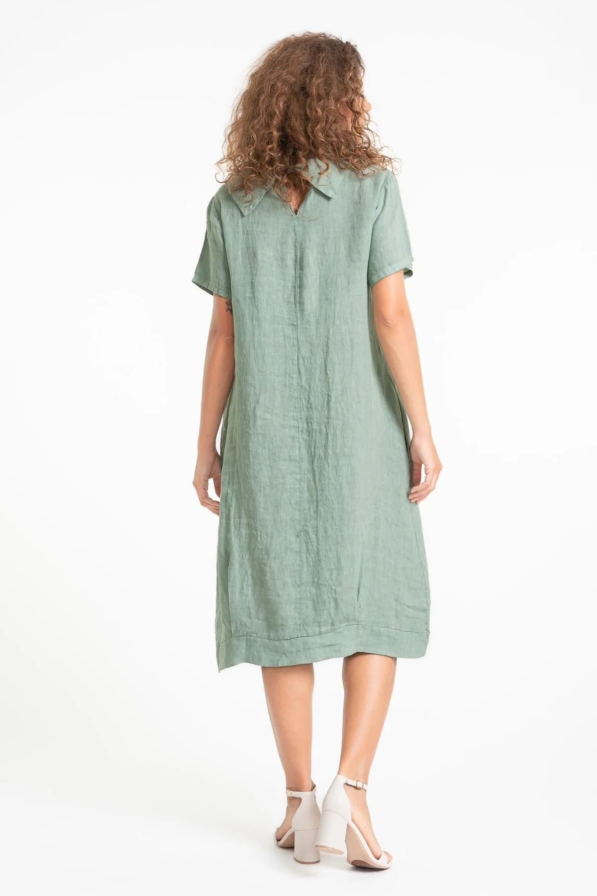 French Linen Dress TP1557-167 Sage - Linen Luv