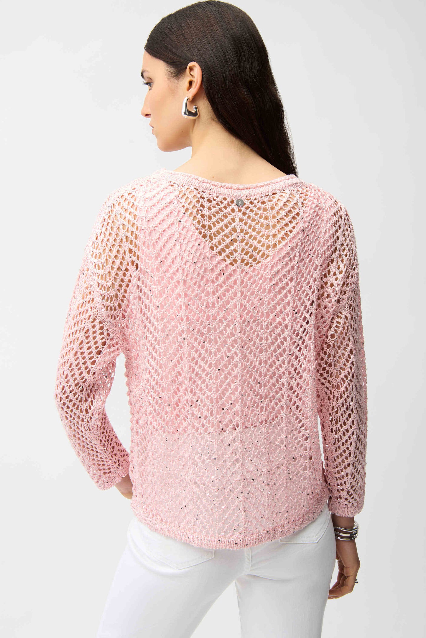 Sequins Yarn Chevron Print Long Sleeve Sweater 261915 - Joseph Ribkoff