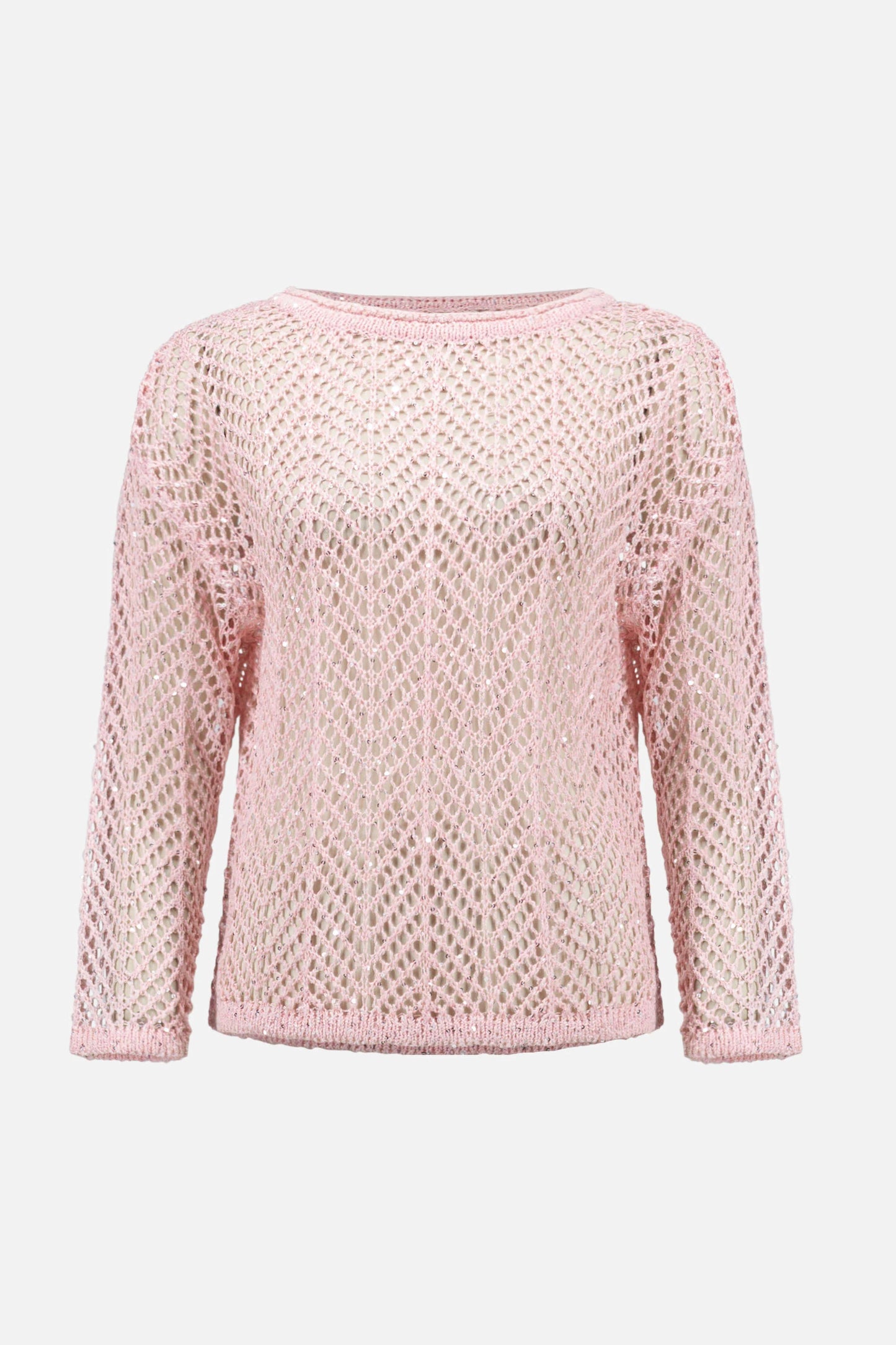 Sequins Yarn Chevron Print Long Sleeve Sweater 261915 - Joseph Ribkoff
