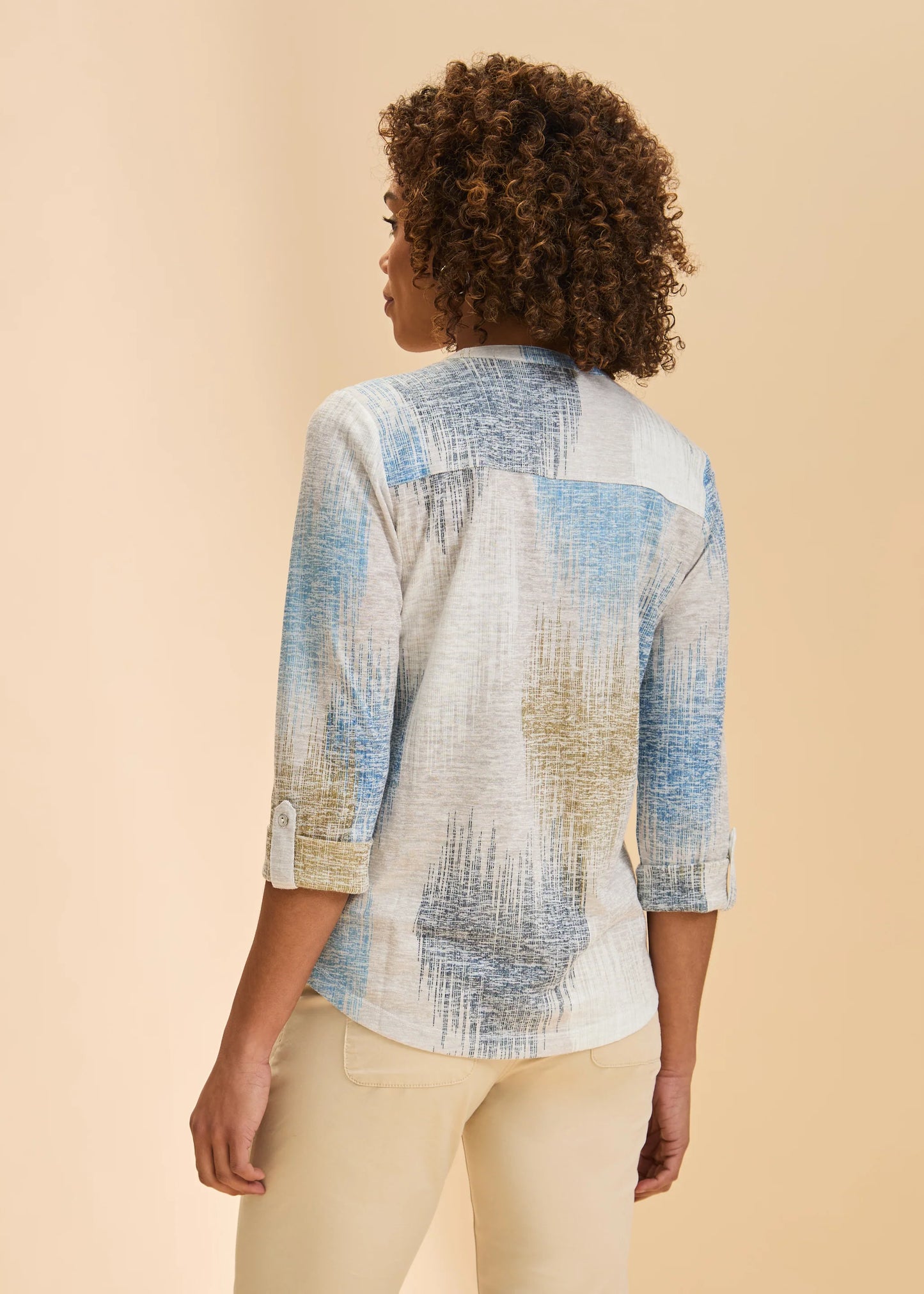 3/4 Sleeve Henley Top, Neutral Ikat 3680435 -NEUTRA - French Dressing Jeans