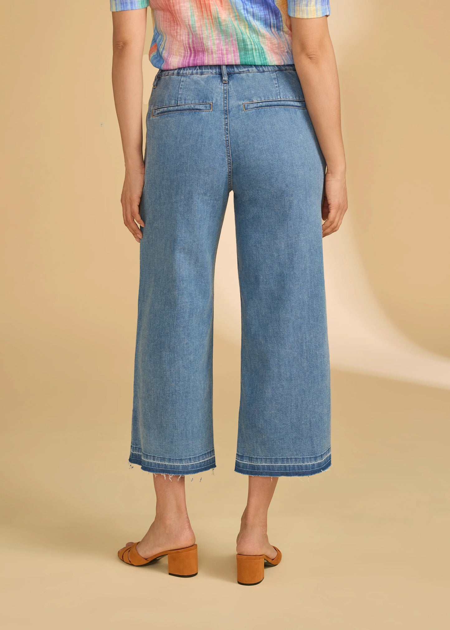 Pull-On Wide Crop Trouser Denim, Medium Wash 2203992-MEDBLU - French Dressing Jeans