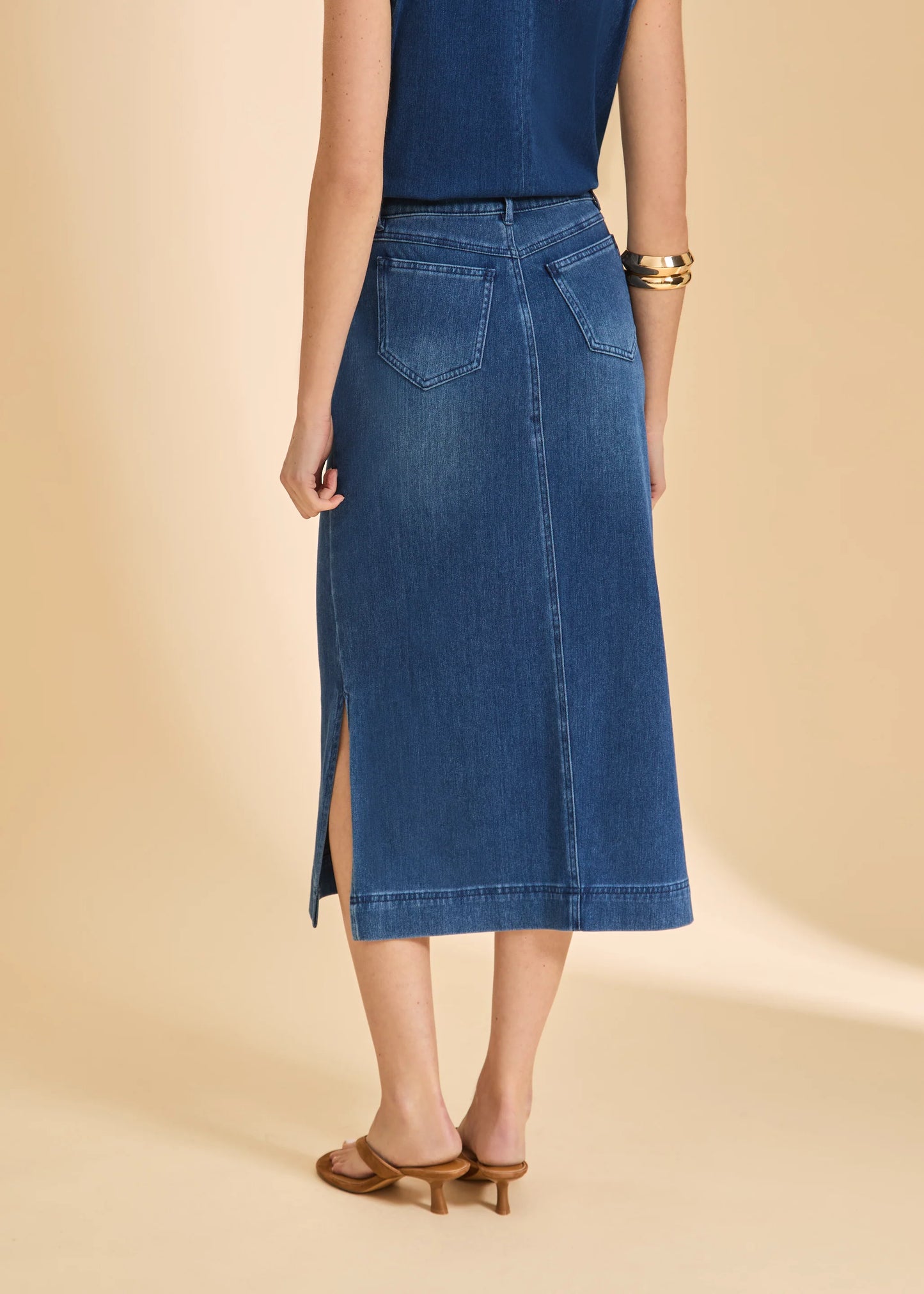 Pull-On Skirt with Slits, Blue Denim 6983131-BLUDEM - French Dressing Jeans