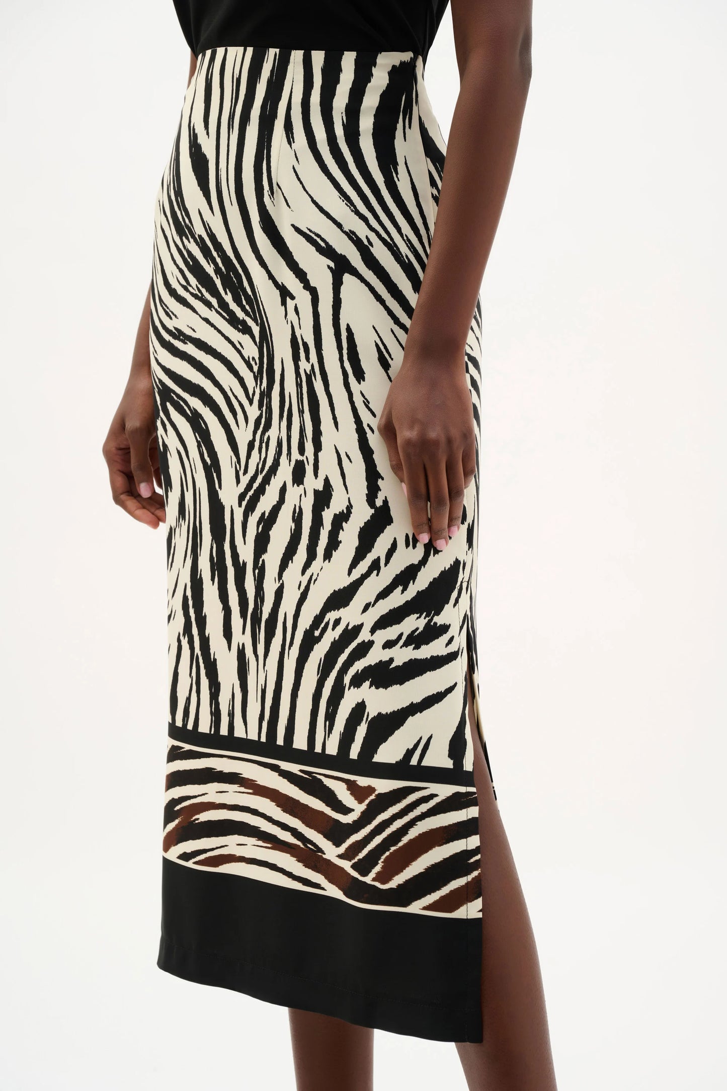 Recycled Woven Animal Print Straight Skirt 262050 - Joseph Ribkoff