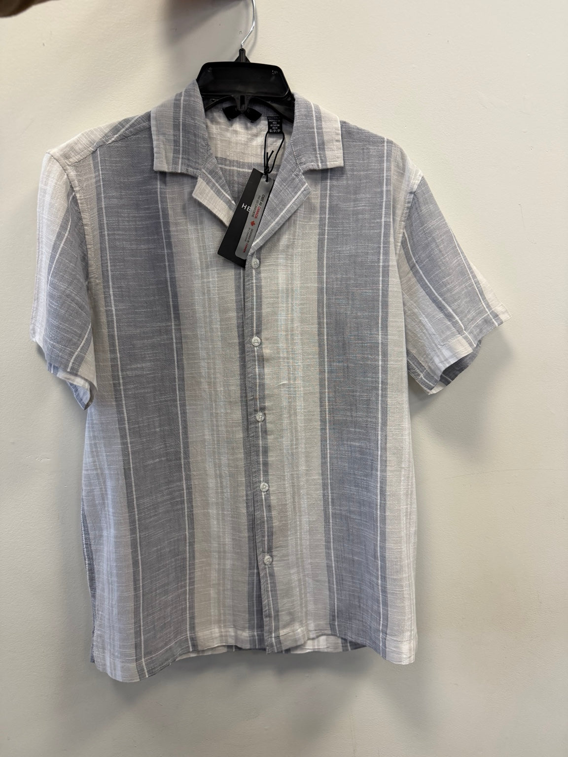 Striped Short Sleeve Button-Up Shirt 57MW01530DZW -Hedge