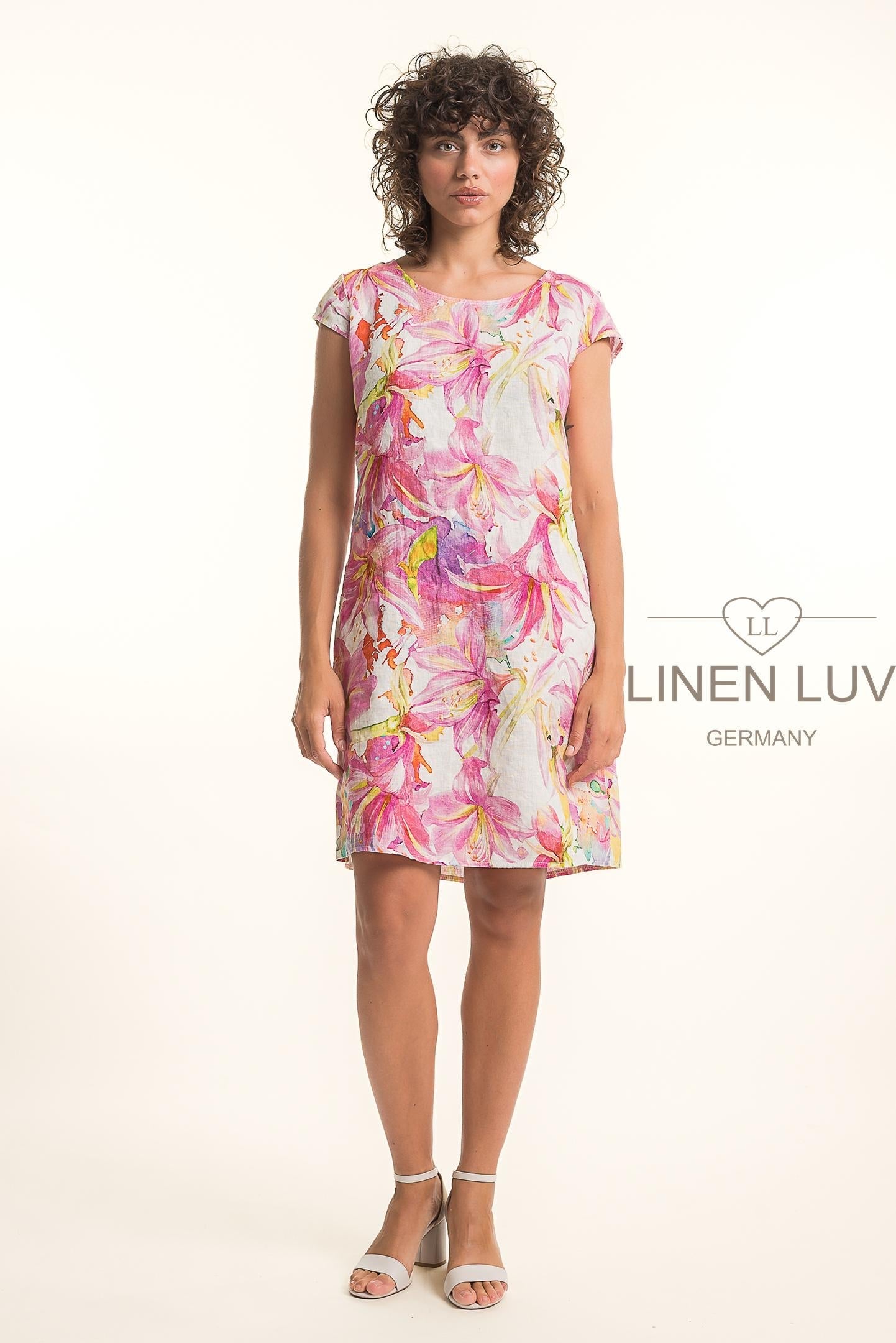 French Linen Dress TP1757P-43 Fuxia - Linen Luv