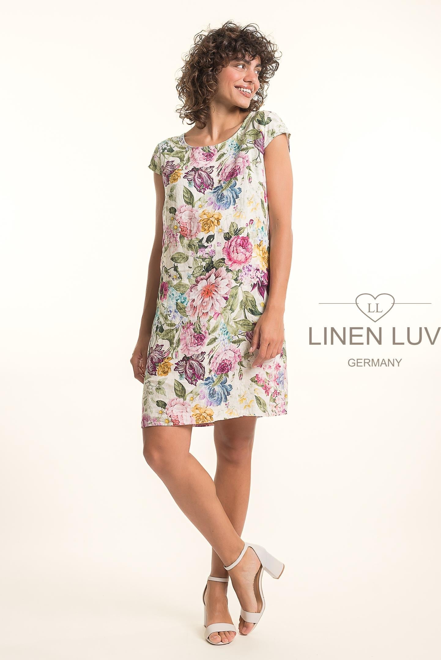 French Linen Dress TP1764P-85 Pink - Linen Luv