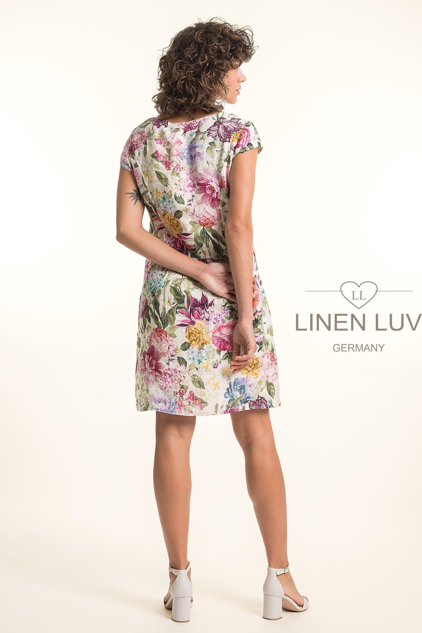French Linen Dress TP1764P-85 Pink - Linen Luv